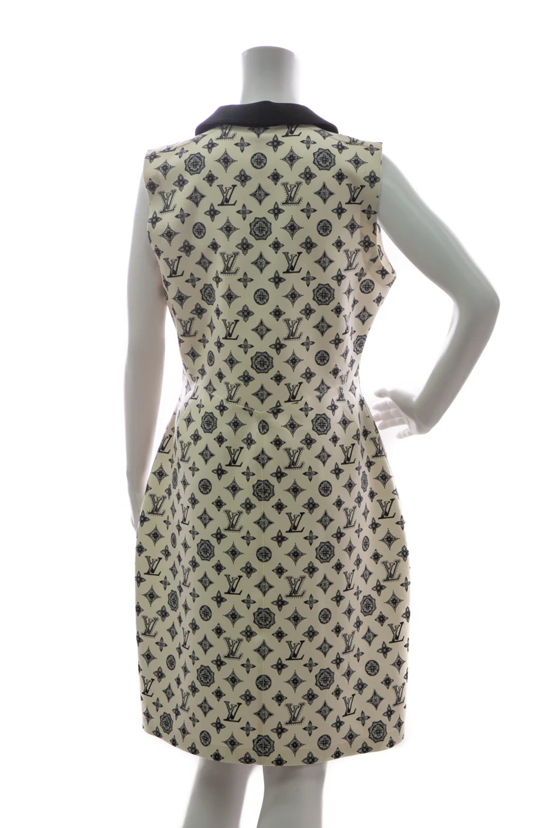 Monogram Fitted Sleeveless Dress - Size 44 - Image 3