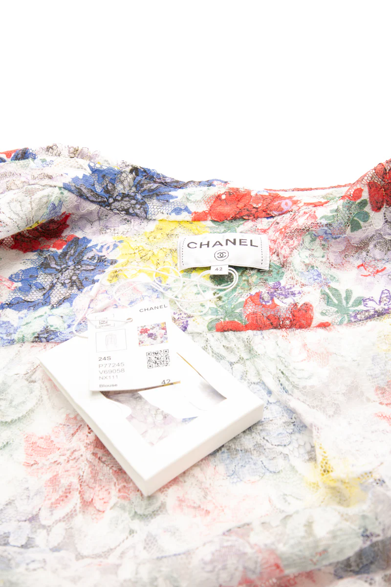 Floral Lace Long Sleeve Button Up Blouse - Size 42 - Image 4