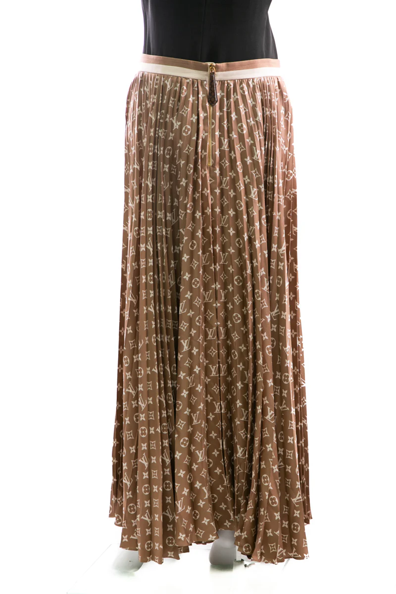 Stripe Accent Monogram Pleated Skirt - Size 40 - Image 3