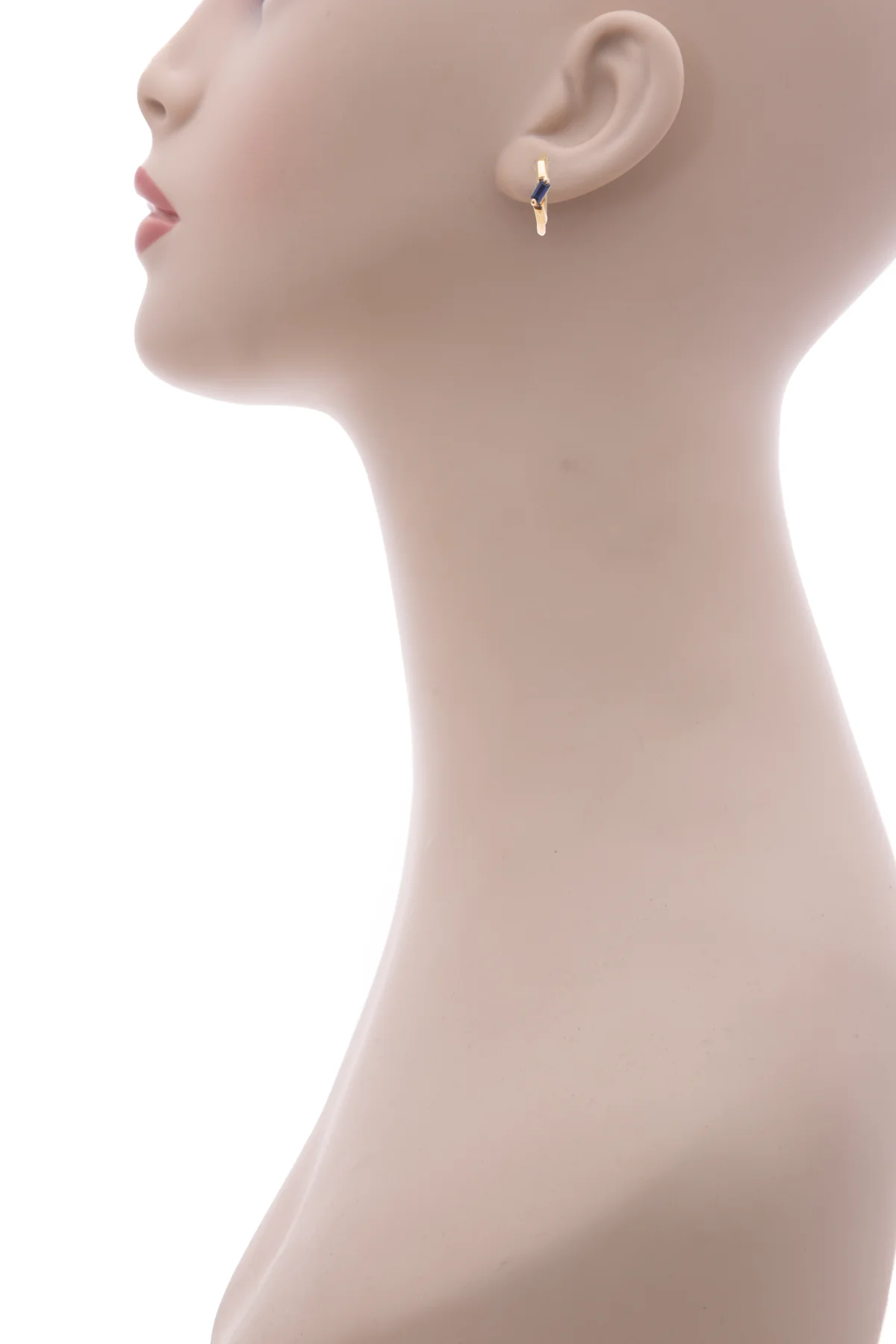 Blue Sapphire Huggie Earrings - Image 3