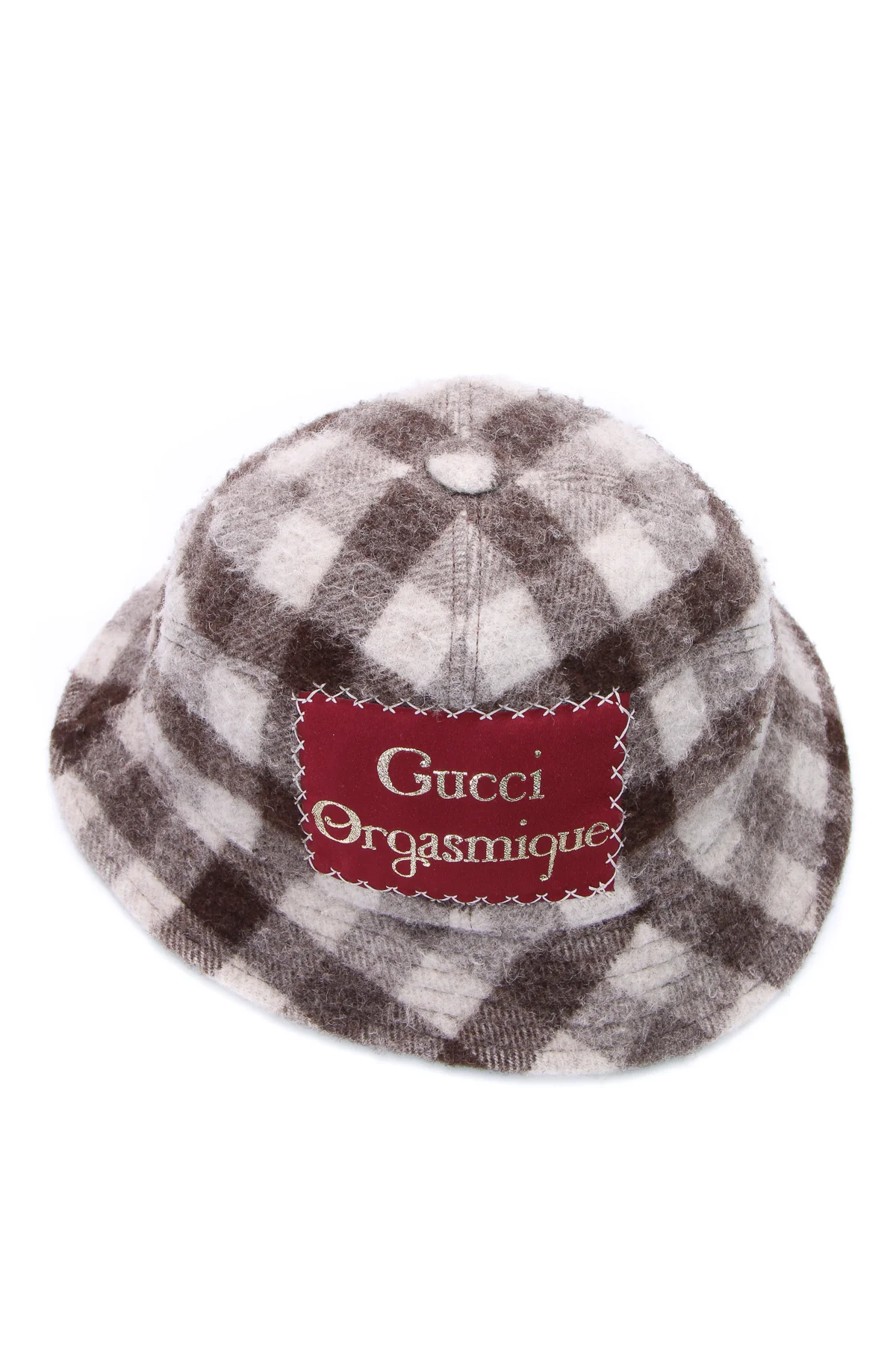 "Orgasmique" Patch Bucket Hat - White/Brown Size Medium - Image 4